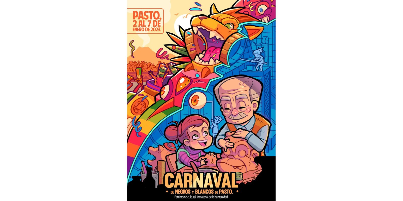 Artista sandoneño ganó el concurso del afiche del Carnaval de Pasto