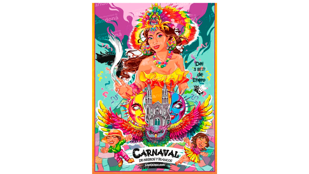 afiche ganador del concurso de la imagen del carnaval de Sandoná
