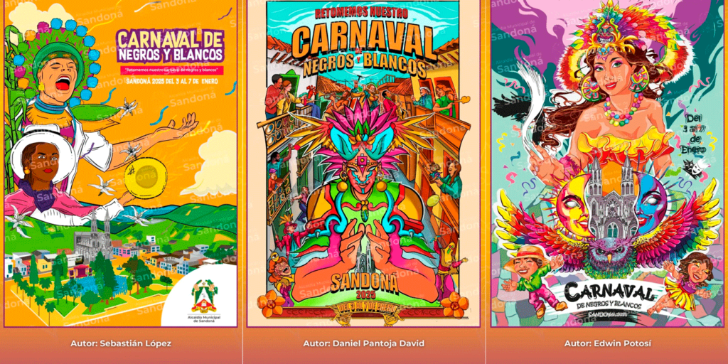 Diseños finalistas en el concurso de la imagen del carnaval sandoneño