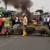 Bloqueo de la vía Tumaco - Pasto, en el sector de Chapetón, Barbacoas