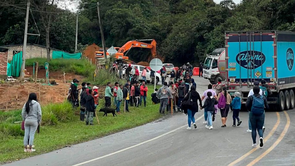 Bloqueo de la vía Panamericana en Cajibío, Cauca