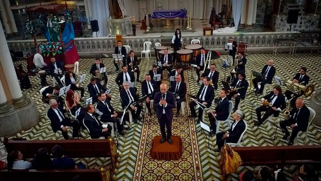Concierto de la Banda Sinfónica de Nariño en la Basílica Nuestra Señora del Rosario de Sandoná