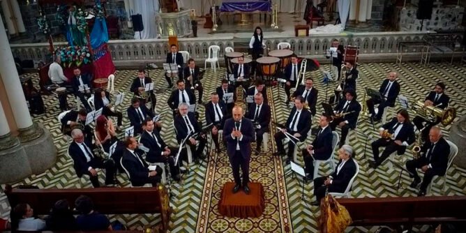 Concierto de la Banda Sinfónica de Nariño en la Basílica Nuestra Señora del Rosario de Sandoná