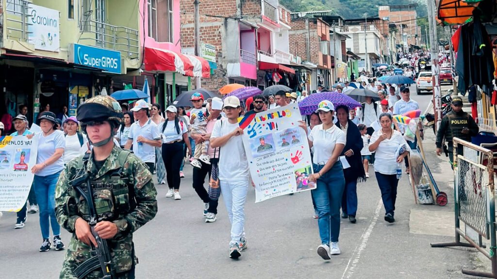 Marcha en Consacá por la libertad del soldad profesional Yimer Andrés Coral Gómez