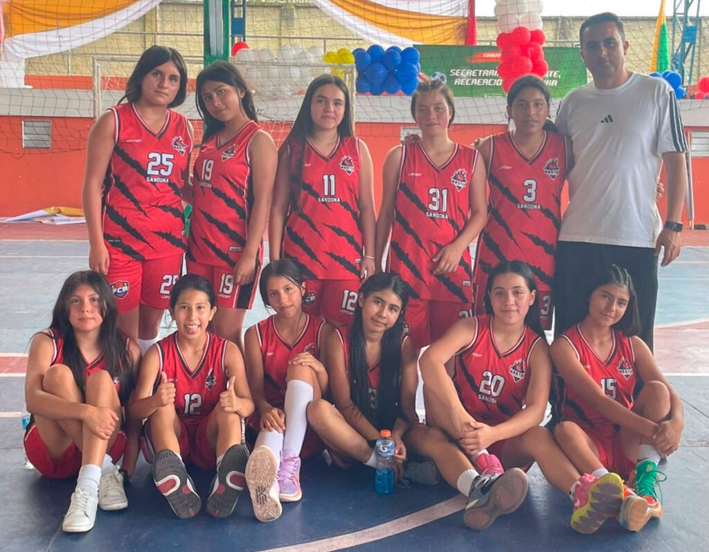 Equipo de baloncesto femenino prejuvenil del colegio Fátima de Sandoná