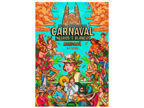 Afiche ganador del concurso de afiche del carnaval sandoneño