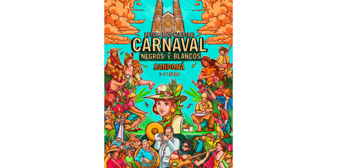 Afiche ganador del concurso de afiche del carnaval sandoneño