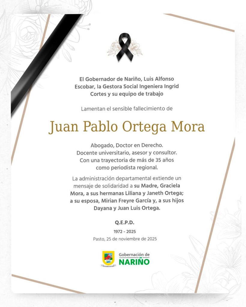 Fallecimiento de Juan Pablo Ortega Mora