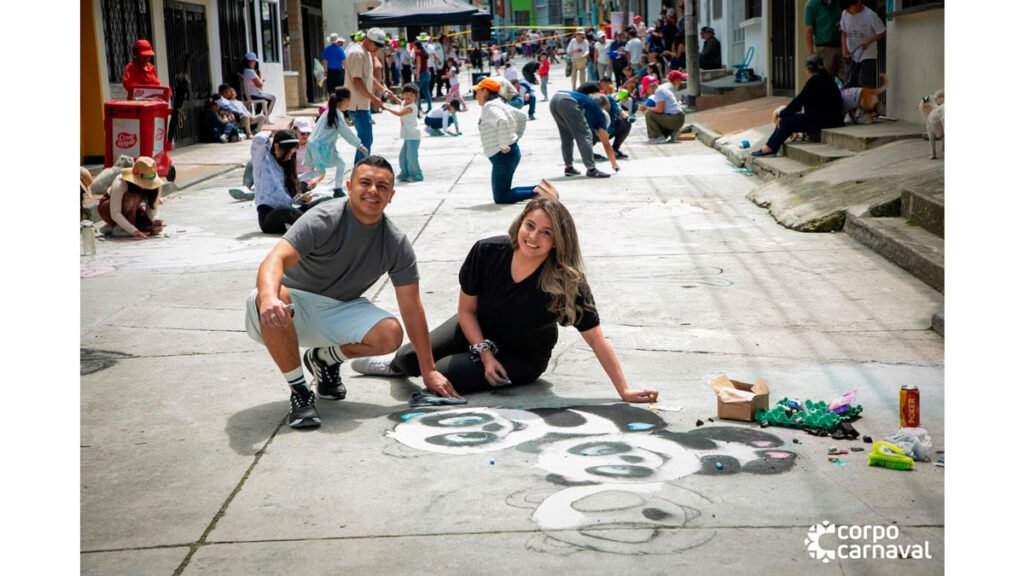 Arcoíris en el asfalto en Pasto