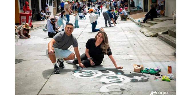 Arcoíris en el asfalto en Pasto