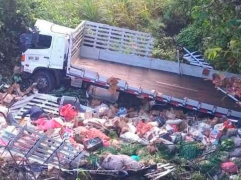 Accidente de camión en la vía Ancuya - Guaitarilla