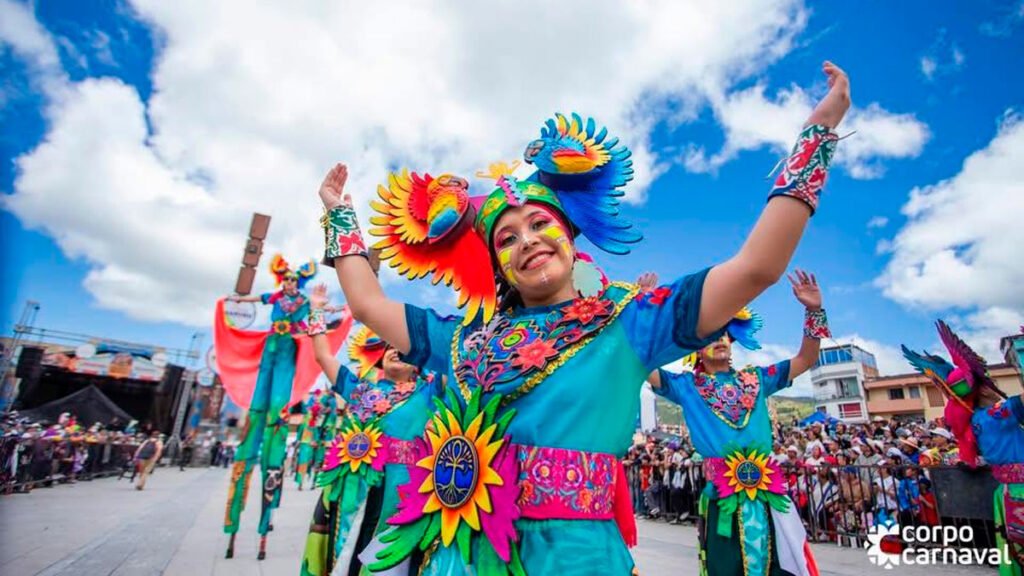 Colectivo coreográfico en el Carnaval de Pasto
