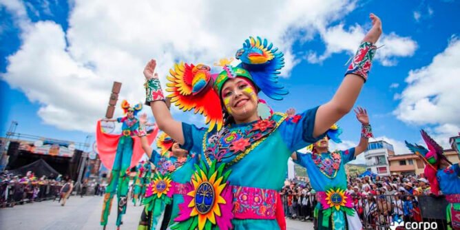 Colectivo coreográfico en el Carnaval de Pasto