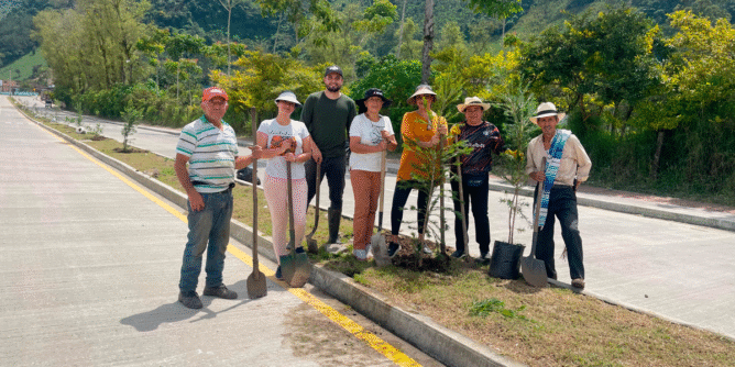 Siembra de árboles en la Avenida Centenario
