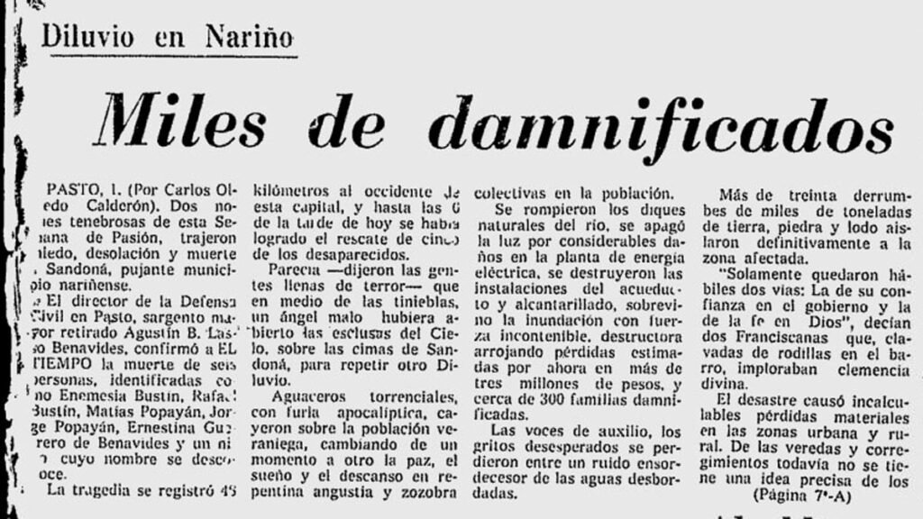 Inundación de marzo de 1972 en Sandoná