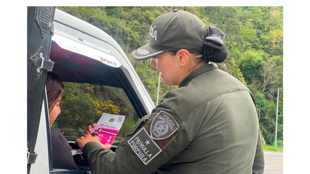 Control de la Policía en una vía de Nariño