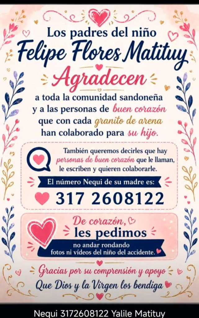 Mensaje de los padres del niño Felipe Flores Matituy