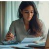 Mujer revisando cuentas