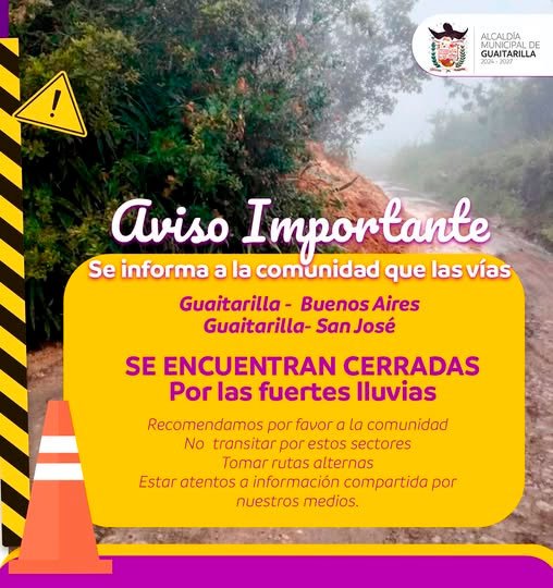 Vías cerradas de Guaitarilla