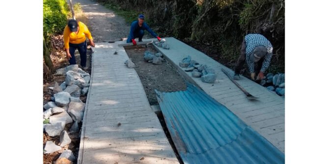 Construyen placa huella en San Miguel, Sandoná