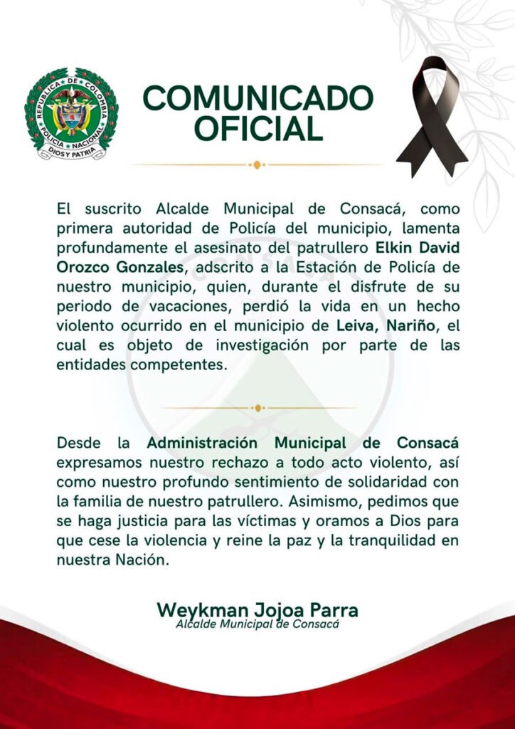 Comunicado Alcaldía de Consacá y Policía