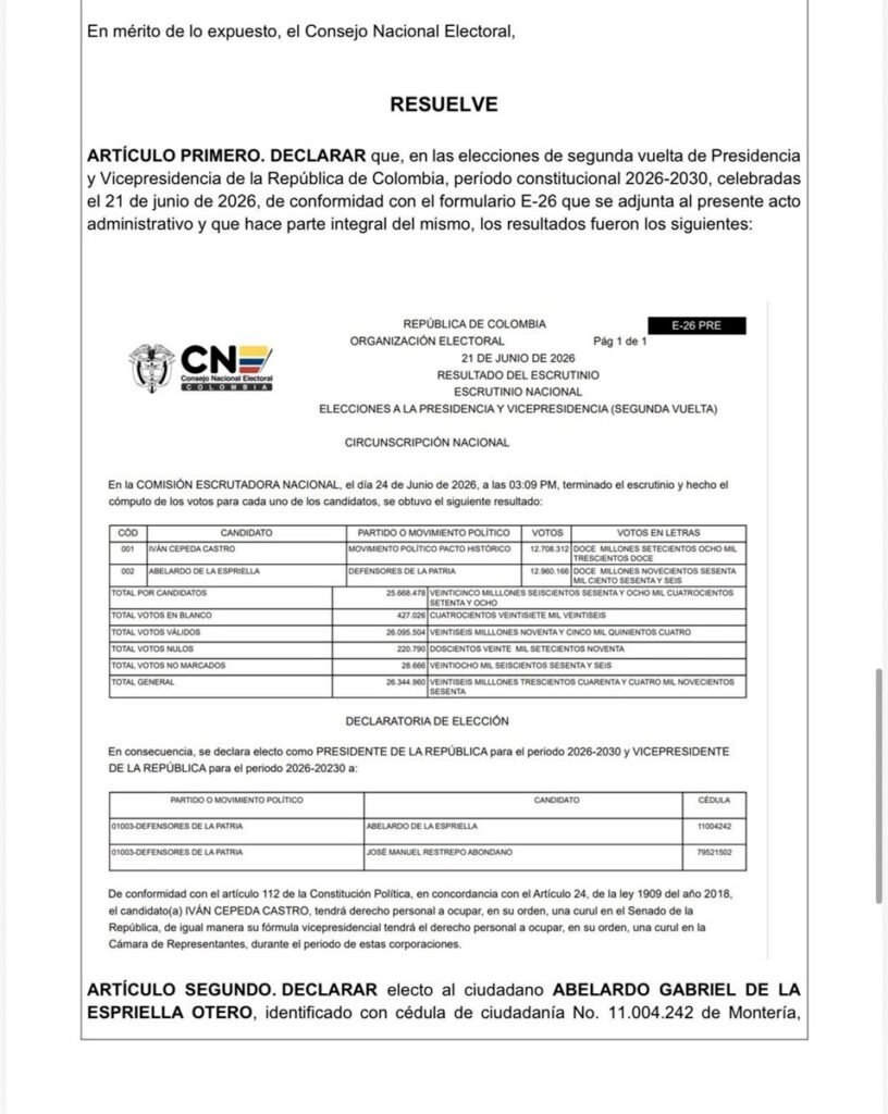 Escrutinio nacional