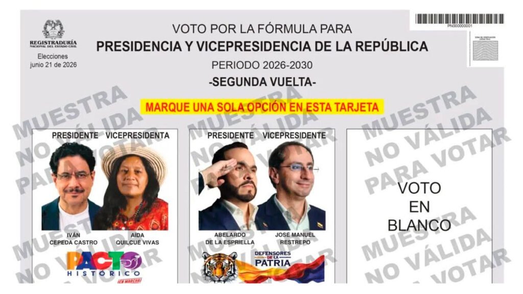 Tarjeta electoral segunda vuelta