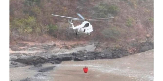 Helicóptero MI-17 para controlar el incendio de Cumbitara