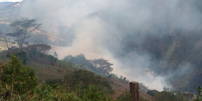 Incendio forestal en Plan Guáitara, Sandoná