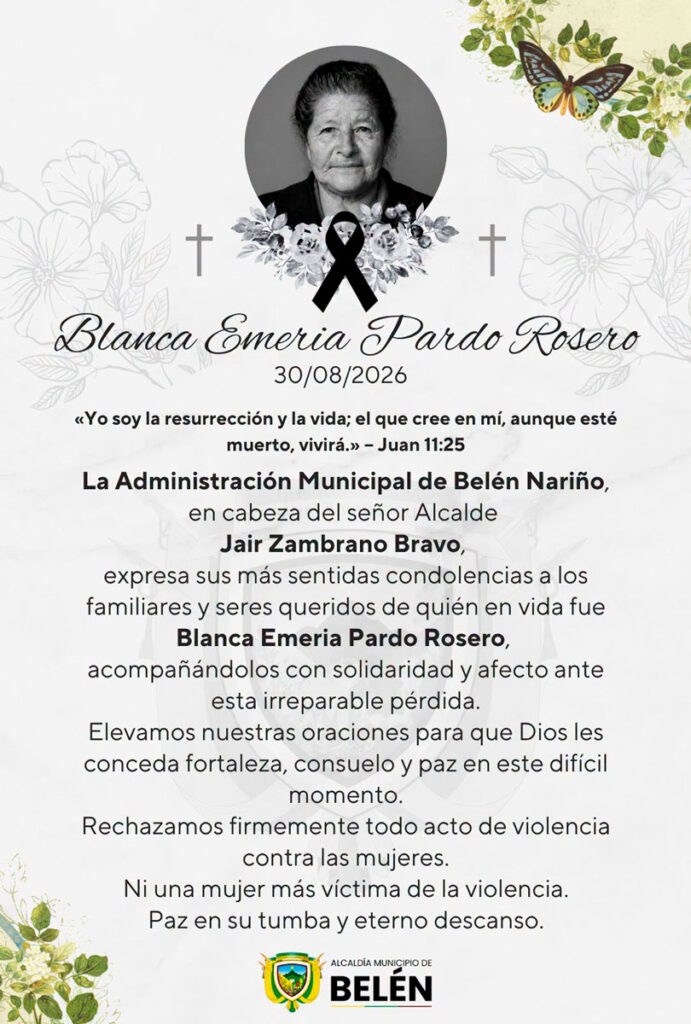 Alcaldía de Belén sobre Blanca Emeria