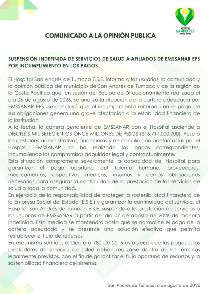 Comunicado Hospital San Andrés 1
