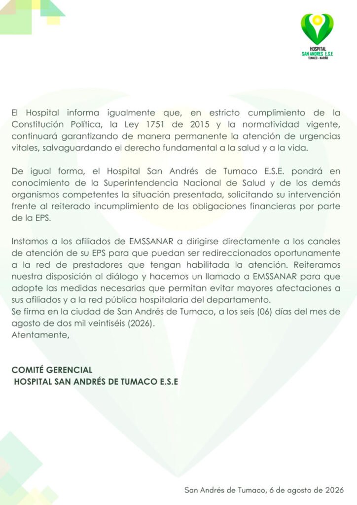 Comunicado Hospital San Andrés 2