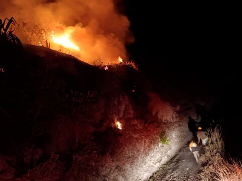 Incendio forestal en la vereda Tasmag, Cumbal