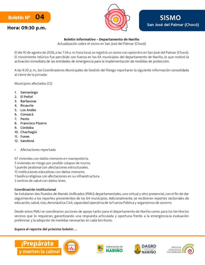 Municipios con afectacones