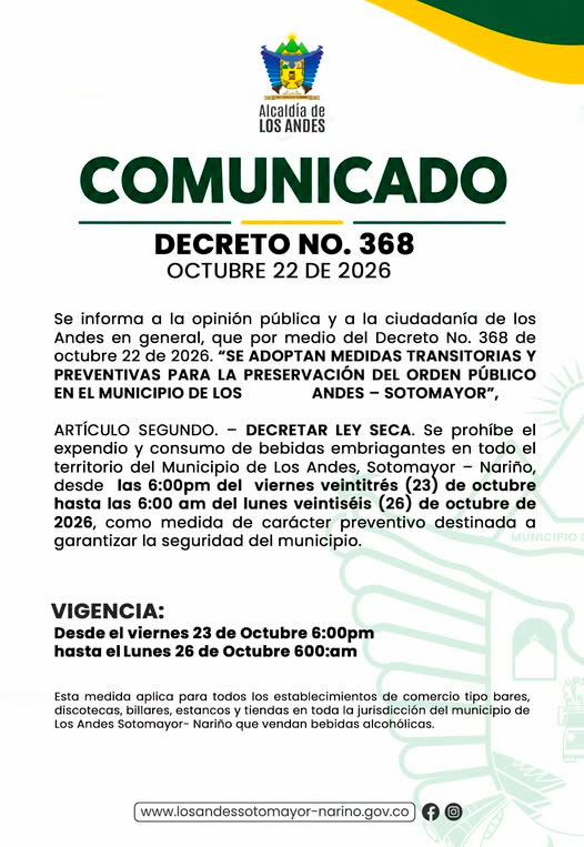 Comunicado ley seca Los Andes