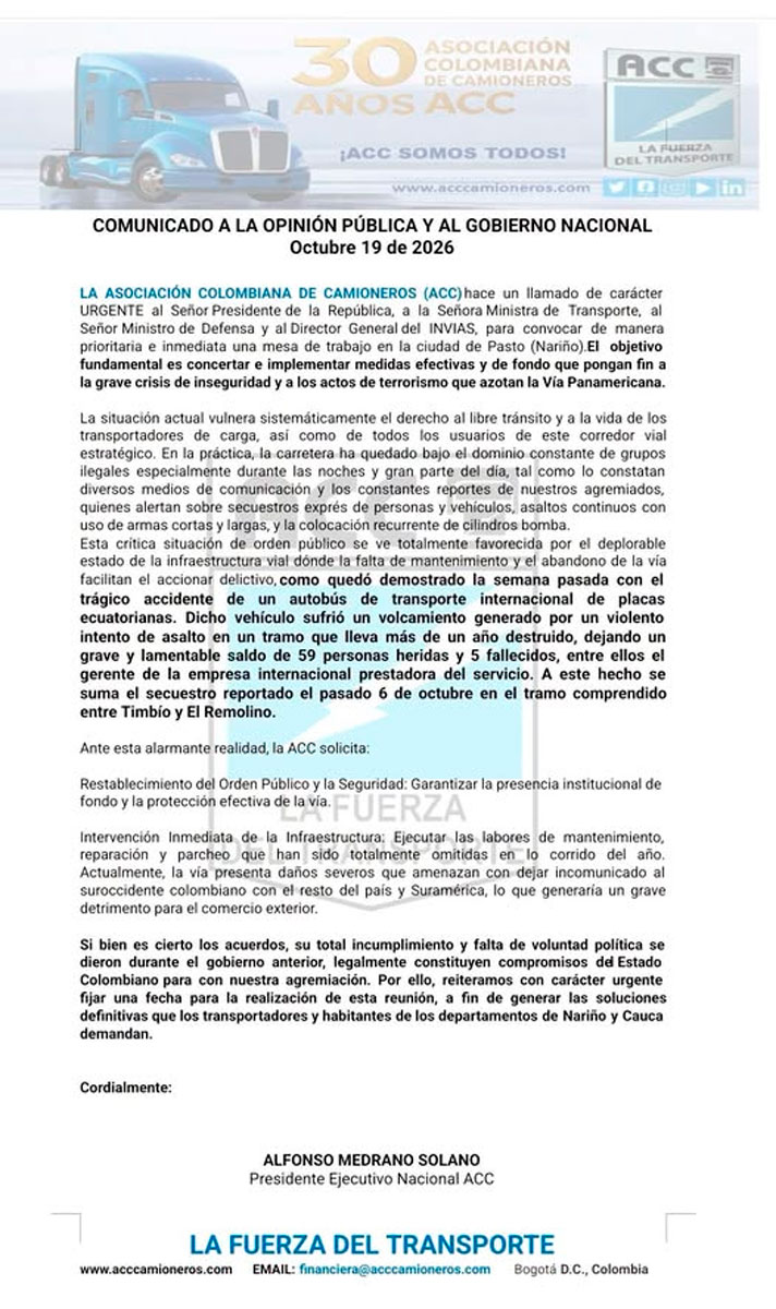 Comunicado camioneros